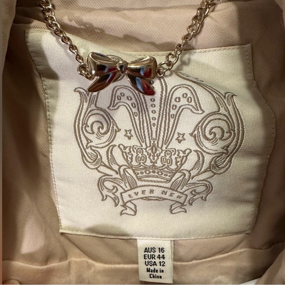 Ever New Beige Utility Jacket Hooded Belted Safari Jacket Size 12 - Picture 3 of 10